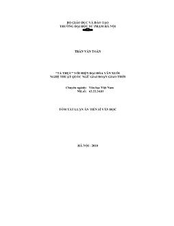 Tóm tắt Luận án “Tả thực” với hiện đại hóa văn xuôi nghệ thuật quốc ngữ giai đoạn giao thời