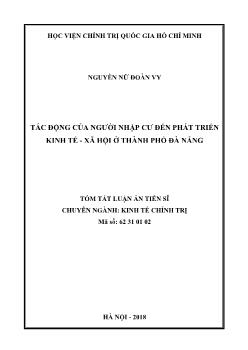 Tóm tắt Luận án Tác động của người nhập cư đến phát triển kinh tế - xã hội ở thành phố Đà Nẵng