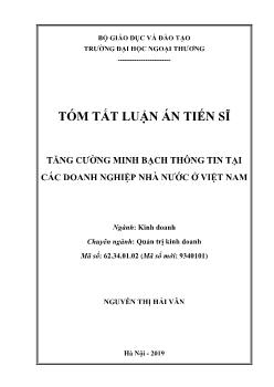 Tóm tắt Luận án Tăng cường minh bạch thông tin tại các doanh nghiệp Nhà nước ở Việt Nam