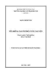 Tóm tắt Luận án Tên riêng người Ê Đê ở Tây Nguyên