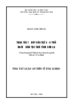 Tóm tắt Luận án Thao tác tư duy của trẻ 5-6 tuổi người dân tộc Thái tỉnh Sơn La