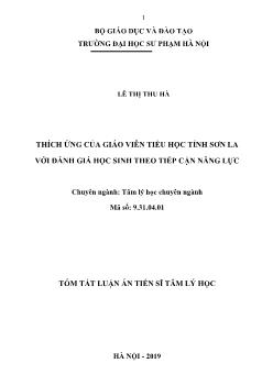 Tóm tắt Luận án Thích ứng của giáo viên Tiểu học tỉnh Sơn La với đánh giá học sinh theo tiếp cận năng lực