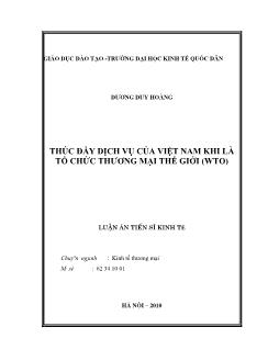 Tóm tắt Luận án Thúc đẩy dịch vụ của Việt Nam khi là tổ chức thương mại thế giới (WTO)