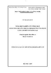 Tóm tắt Luận án Tổng hợp nghiên cứu tính chất màng Polyme gốc Phenyl định hướng ứng dụng làm cảm biến Ion kim loại