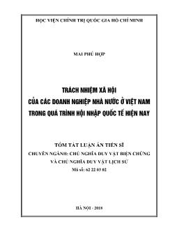 Tóm tắt Luận án Trách nghiệm xã hội của các doanh nghiệp Nhà nước ở Việt Nam trong quá trình hội nhập quốc tế hiện nay