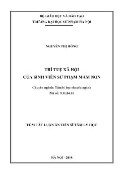 Tóm tắt Luận án Trí tuệ xã hội của sinh viên Sư phạm mầm non