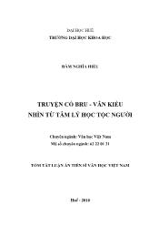 Tóm tát Luận án Truyện cổ Bru - Vân Kiều nhìn từ tâm lý học tộc người