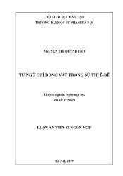 Tóm tắt Luận án Từ ngữ chỉ động vật trong sử thi Ê-Đê