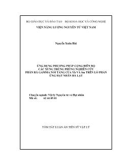 Tóm tắt Luận án Ứng dụng phương pháp cộng biên độ các xung trùng phùng nghiên cứu phân rã Gamma nối tầng của YB và SM trên lò phản ứng hạt nhân Đà Lạt