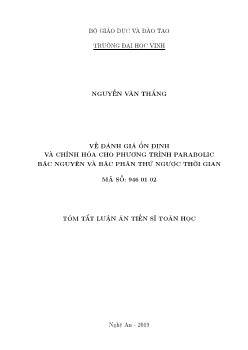 Tóm tắt Luận án Về đánh giá ổn định và chỉnh hóa cho phương trình Parabolic bậc nguyên và bậc phân thú ngược thời gian