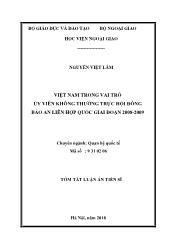 Tóm tắt Luận án Việt Nam trong vai trò ủy viên không thường trực hội đồng Bảo an liên hợp quốc giai đoạn 2008-2009