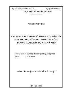 Tóm tắt Luận án Xác định các thông số tối ưu của gầu xúc máy bốc xúc sử dụng trong thi công đường hầm khẩu độ vừa và nhỏ