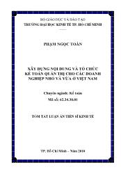 Tóm tắt Luận án Xây dựng nội dung và tổ chức kế toán quản trị cho các doanh nghiệp nhỏ và vừa ở Việt Nam