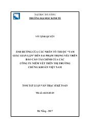 Tóm tắt Luận văn Ảnh hưởng của các nhân tố thuộc “tam giác gian lận” đến sai phạm trọng yếu trên Báo cáo tài chính của các công ty niêm yết trên thị trường chứng khoán Việt Nam