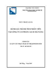 Tóm tắt Luận văn Đánh giá thành tích nhân viên tại công ty Cổ phần Cao su Đà Nẵng