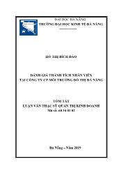 Tóm tắt Luận văn Đánh giá thành tích nhân viên tại công ty Cổ phần môi trường đô thị Đà Nẵng