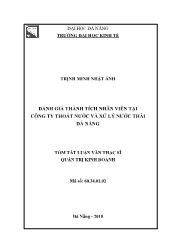 Tóm tắt Luận văn Đánh giá thành tích nhân viên tại công ty thoát nước và xử lý nước thải Đà Nẵng