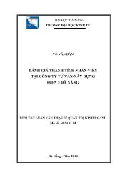 Tóm tắt Luận văn Đánh giá thành tích nhân viên tại công ty tư vấn - xây dựng điện 3 Đà Nẵng