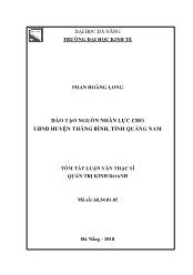 Tóm tắt Luận văn Đào tạo nguồn nhân lực cho Ủy ban nhân dân huyện Thăng Bình, tỉnh Quảng Nam