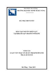 Tóm tắt Luận văn Đào tạo nguồn nhân lực tại khách sạn Grand Tourane