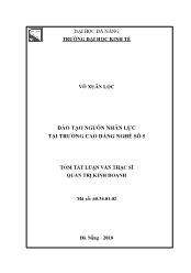 Tóm tắt Luận văn Đào tạo nguồn nhân lực tại trường Cao đẳng nghề số 5