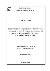 Tóm tắt Luận văn Đo lường chất lượng dịch vụ thanh toán trực tuyến của ngân hàng Nông nghiệp và phát triển nông thôn Việt Nam, chi nhánh tỉnh Đắk Lắk