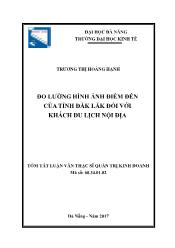 Tóm tắt Luận văn Đo lường hình ảnh điểm đến của tỉnh Đăk Lăk đối với khách du lịch nội địa