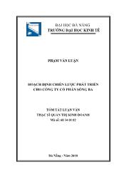 Tóm tắt Luận văn Hoạch định chiến lược phát triển cho công ty Cổ phần sông Ba