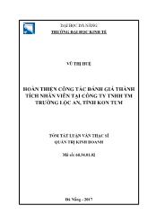 Tóm tắt Luận văn Hoàn thiện công tác đánh giá thành tích nhân viên tại công ty TNHH thương mại Trường Lộc An, tỉnh Kon Tum