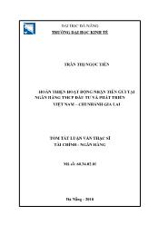 Tóm tắt Luận văn Hoàn thiện hoạt động nhận tiền gửi tại ngân hàng Thương mại Cổ phần Đầu tư và phát triển Việt Nam – chi nhánh Gia Lai