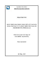Tóm tắt Luận văn Hoàn thiện hoạt động nhận tiền gửi tại ngân hàng Thương mại Cổ phần đầu tư và phát triển Việt Nam chi nhánh phố Núi, tỉnh Gia Lai