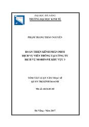 Tóm tắt Luận văn Hoàn thiện kênh phân phối dịch vụ viễn thông tại công ty dịch vụ Mobifone khu vực 3