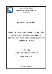 Tóm tắt Luận văn Hoàn thiện tổ chức thông tin kế toán trong chu trình thu học phí tại trường Cao đẳng Công nghệ thông tin đại học Đà Nẵng