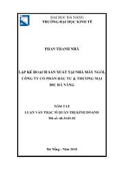 Tóm tắt Luận văn Lập kế hoạch sản xuất tại nhà máy ngói, công ty Cổ phần Đầu tư và thương mại DIC Đà Nẵng