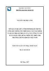 Tóm tắt Luận văn Mối quan hệ giữa tính minh bạch trong công bố thông tin trên Báo cáo tài chính và quản trị lợi nhuận của các công ty sản xuất hàng tiêu dùng niêm yết trên thị trường chứng khoán Việt Nam