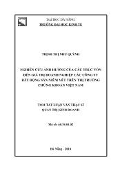 Tóm tắt Luận văn Nghiên cứu ảnh hưởng của cấu trúc vốn đến giá trị doanh nghiệp các công ty bất động sản niêm yết trên thị trường chứng khoán Việt Nam