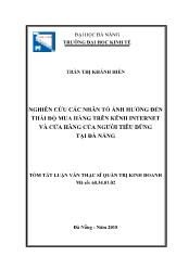 Tóm tắt Luận văn Nghiên cứu các nhân tố ảnh hưởng đến thái độ mua hàng trên kênh Internet và cửa hàng của người tiêu dùng tại Đà Nẵng