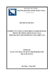 Tóm tắt Luận văn Nghiên cứu chất lượng dịch vụ khách hàng trong hệ thống khách sạn 5 sao trên địa bàn thành phố Đà Nẵng hiện nay