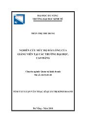 Tóm tắt Luận văn Nghiên cứu mức độ hài lòng của giảng viên tại các trường Đại học, Cao đẳng