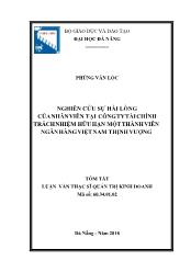 Tóm tắt Luận văn Nghiên cứu sự hài lõng của nhân viên tại công ty Tài chính Trách nhiệm hữu hạn một thành viên Ngân hàng Việt Nam thịnh vượng