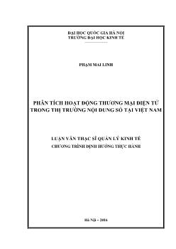 Tóm tắt Luận văn Phân tích hoạt động thương mại điện tử trong thị trường nội dung số tại Việt Nam