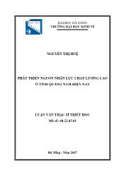 Tóm tắt Luận văn Phát triển nguồn nhân lực chất lượng cao ở tỉnh Quảng Nam hiện nay