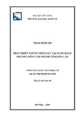 Tóm tắt Luận văn Phát triển nguồn nhân lực tại ngân hàng Phương Đông chi nhánh tỉnh Đăk Lăk