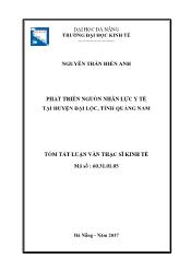 Tóm tắt Luận văn Phát triển nguồn nhân lực y tế tại huyện Đại Lộc, tỉnh Quảng Nam
