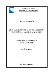 Tóm tắt Luận văn Quản lý nhà nước các doanh nghiệp tư nhân trên địa bàn tỉnh Quảng Ngãi