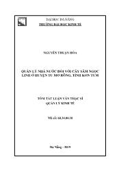 Tóm tắt Luận văn Quản lý Nhà nước đối với cây sâm ngọc linh ở huyện tu Mơ Rông, tỉnh Kon Tum