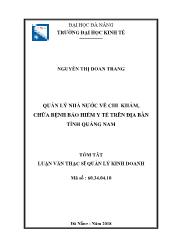 Tóm tắt Luận văn Quản lý nhà nước về chi khám, chữa bệnh bảo hiểm y tế trên địa bàn tỉnh Quảng Nam