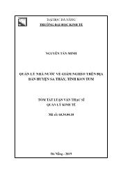 Tóm tắt Luận văn Quản lý Nhà nước về giảm nghèo trên địa bàn huyện Sa Thầy, tỉnh Kon Tum