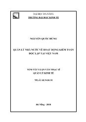 Tóm tắt Luận văn Quản lý Nhà nước về hoạt động Kiểm toán độc lập tại Việt Nam