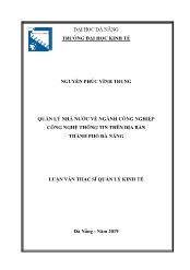 Tóm tắt Luận văn Quản lý nhà nước về ngành công nghiệp công nghệ thông tin trên địa bàn thành phố Đà Nẵng